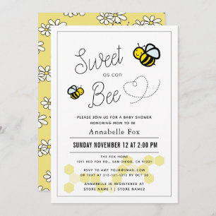 Invitation Sucré comme peut Abee Baby shower jaune blanc