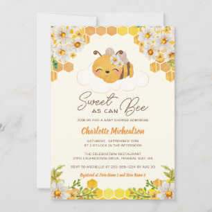 Invitation Sucré Comme Peut Être Baby shower Floral Honeycomb