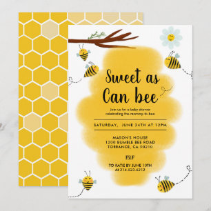 Invitation Sucré Comme Peut Être Bumble Baby shower Abeille