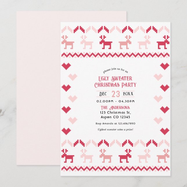 Invitation Sucre de canne Chic Ugly Sweet Fête de Noël (Devant / Derrière)