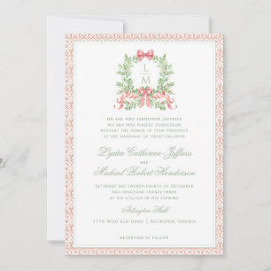 Invitation Sucre de canne de couronne de Noël Bow   Mariage d