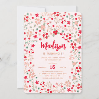 Invitation Sucre de canne Fêtes de Noël Fête d'anniversaire