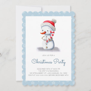 Invitation Sucre de canne moderne Snowman Fête de Noël