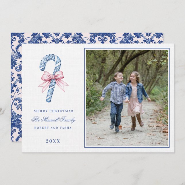 Invitation Sucre de canne rose et bleu (Devant / Derrière)