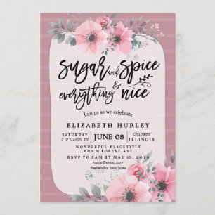 Invitation Sucre & épices & Tout Beau Baby shower Fleur
