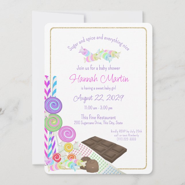 Invitation Sucre et épices Bonbons pour bébé Déjeuner (Devant)