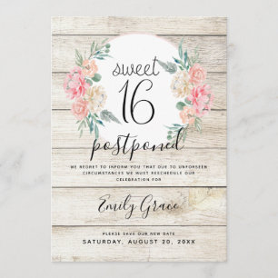 Invitation Sucre Floral Boho en bois rustique reporté 16