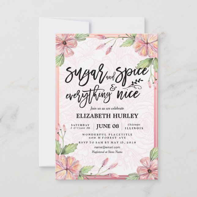 Invitation Sucre Floral & Épices & Tout Nice Baby shower (Devant)