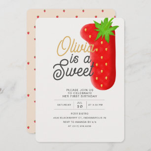 Invitation Sucre fraise un premier anniversaire