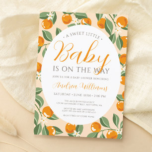 Invitation Sucre Orange Branches Florales Baby shower agrumes
