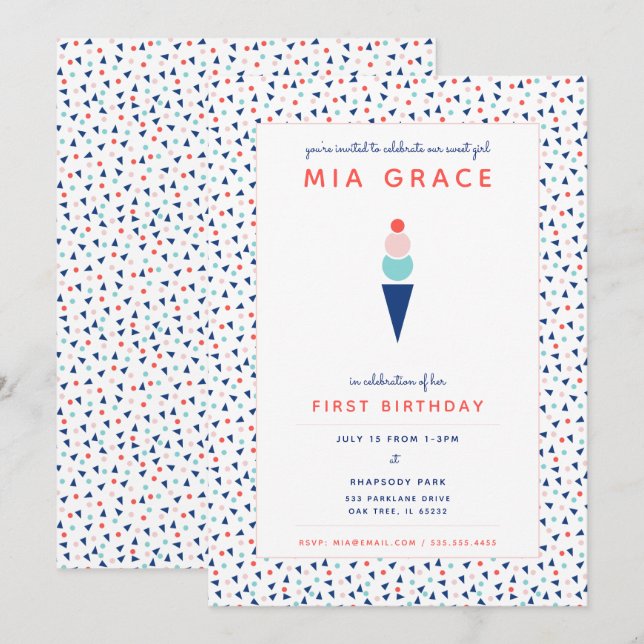 Invitation Sucrée comme une Glace (Devant / Derrière)