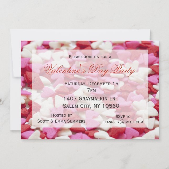 Invitation Sucreries Cœurs Bonbons Fête de la Saint-Valentin (Devant)