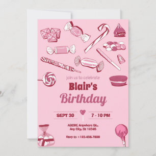 Invitation Sucreries roses sucrées