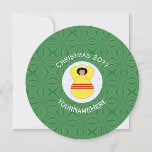 Invitation Sud-Vietnam Ange Noël Personnalisé Rond 