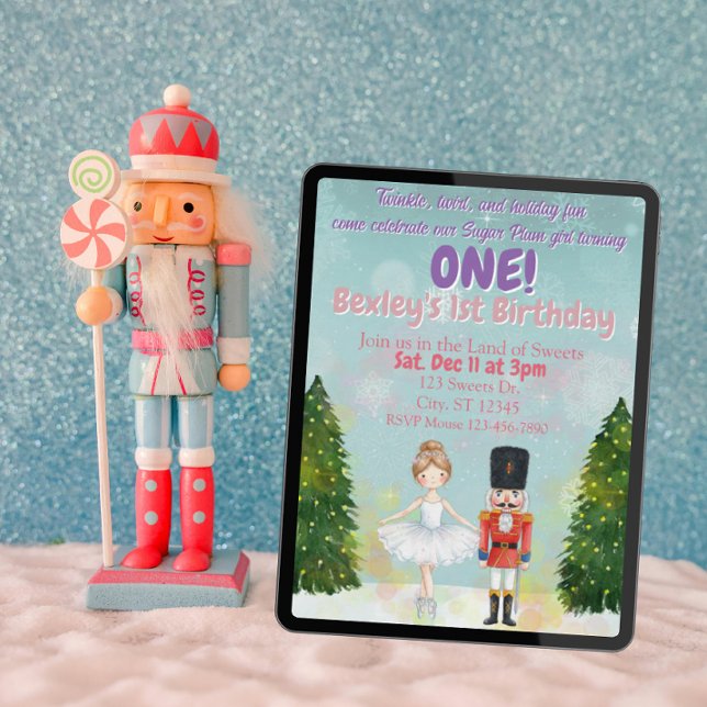 Invitation Sugar Plum a un an, Nutcracker 1er anniversaire (Créateur téléchargé)