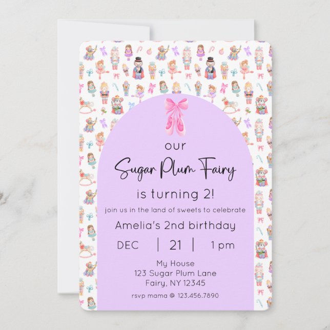 Invitation Sugar Plum Fairy Nutcracker Anniversaire Photo (Devant)