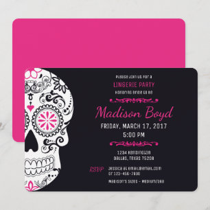 Invitation Sugar Skull Lingerie Party Hot rose et noir Invita