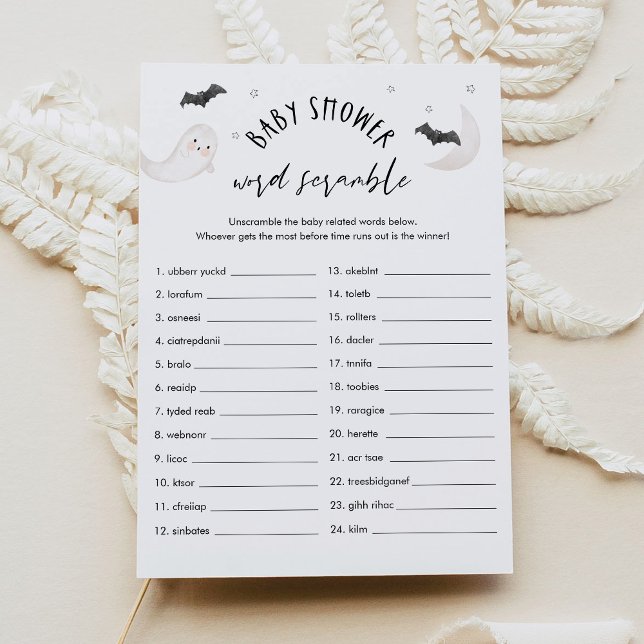 Invitation SUGARBOO Halloween Baby Word Scramble Game Card (Créateur téléchargé)
