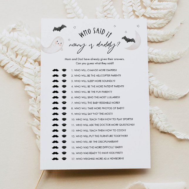 Invitation SUGARBOO Qui l'a dit maman ou papa Baby Game Card (Créateur téléchargé)
