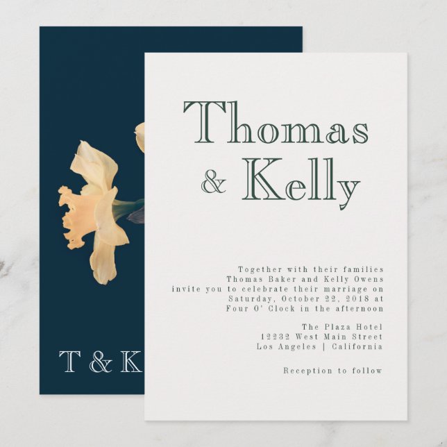 Invitation Suite de Mariage botanique vintage (Devant / Derrière)