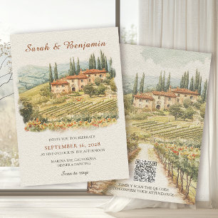 Invitation Suite de mariage de destination au vignoble toscan