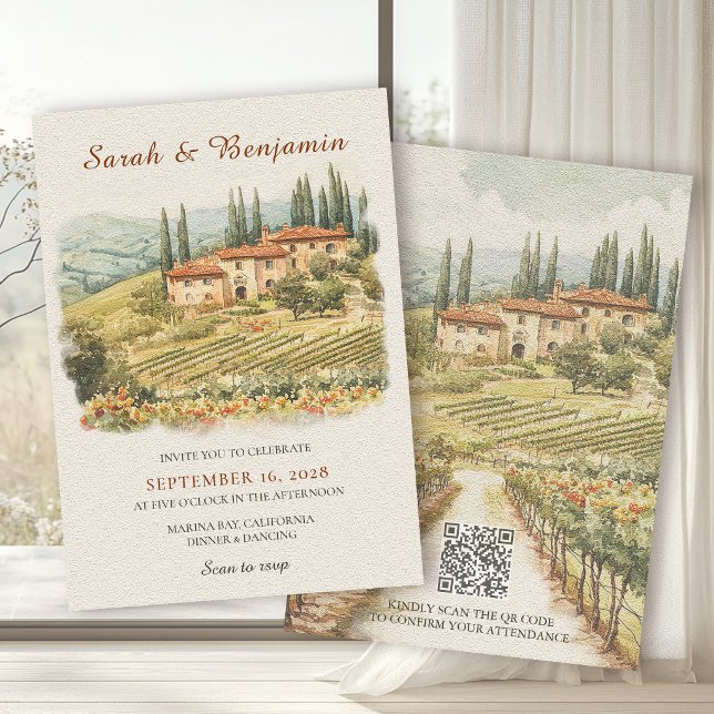 Invitation Suite de mariage de destination au vignoble toscan (Créateur téléchargé)
