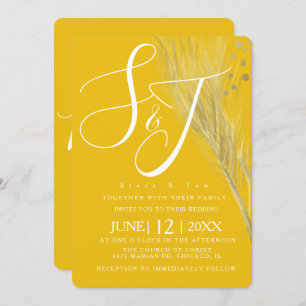 Invitation Suite de Mariage de Pampas en or jaune moutarde gr