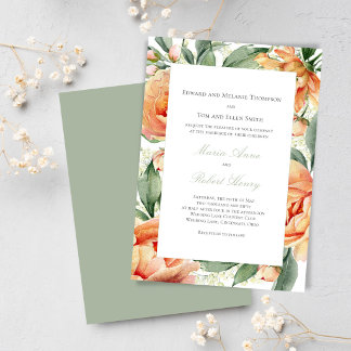 Invitation Suite de mariage élégante à l'aquarelle florale pê