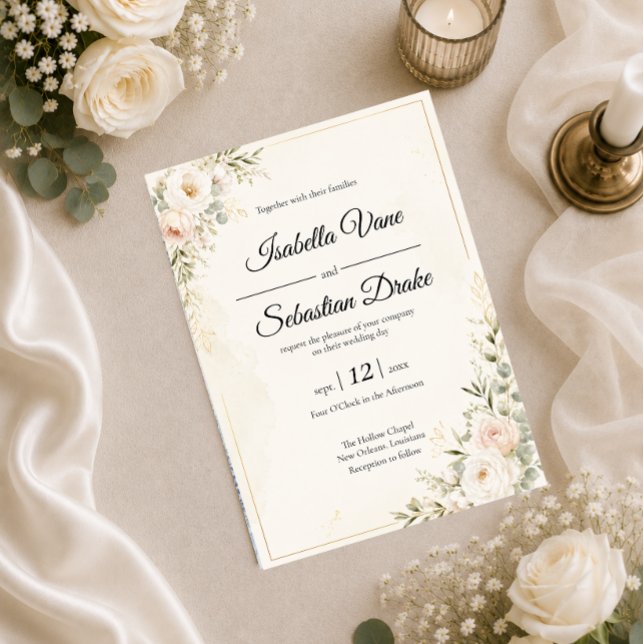 Invitation Suite de mariage floral élégant (Créateur téléchargé)