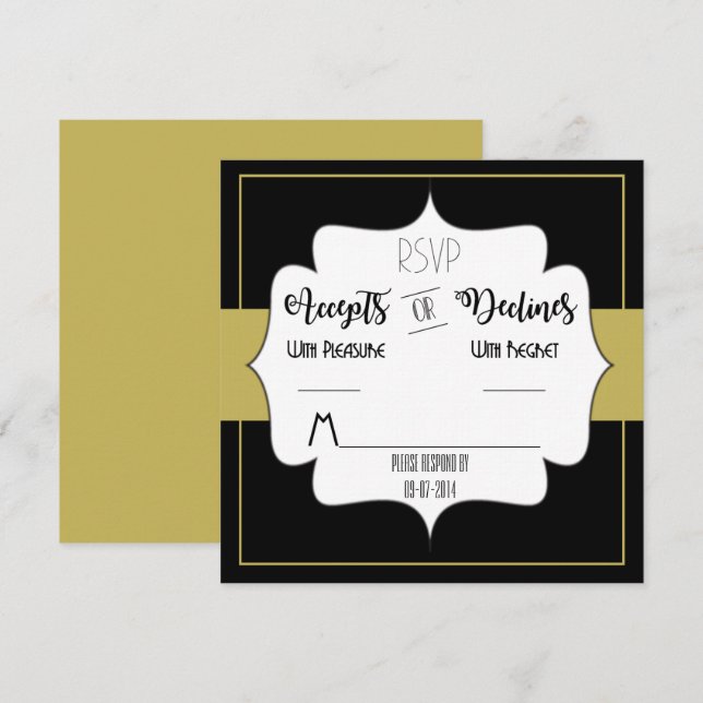 Invitation Suite de mariage Gatsby Gold Réception RSVP (Devant / Derrière)