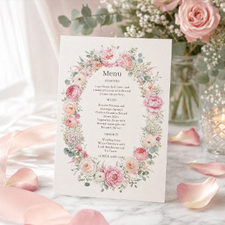 Invitation Suite de menu de mariage floral blush romantique 