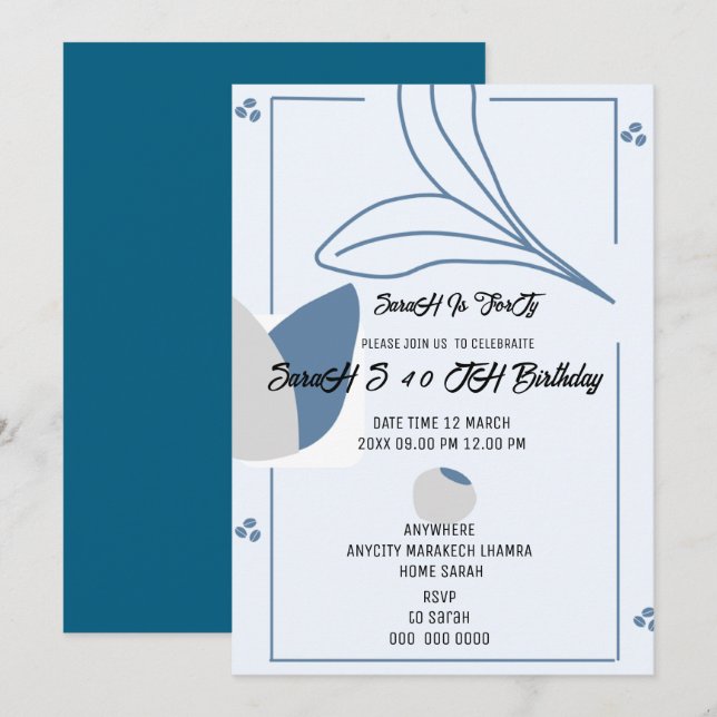 Invitation Suite d'invitation de mariage bleu clair, bleu fra (Devant / Derrière)