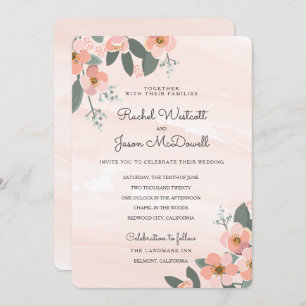 Invitation Suite Mariage Floral Blush   Lavage aquarelle