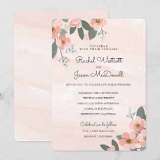 Invitation Suite Mariage Floral Blush | Lavage aquarelle