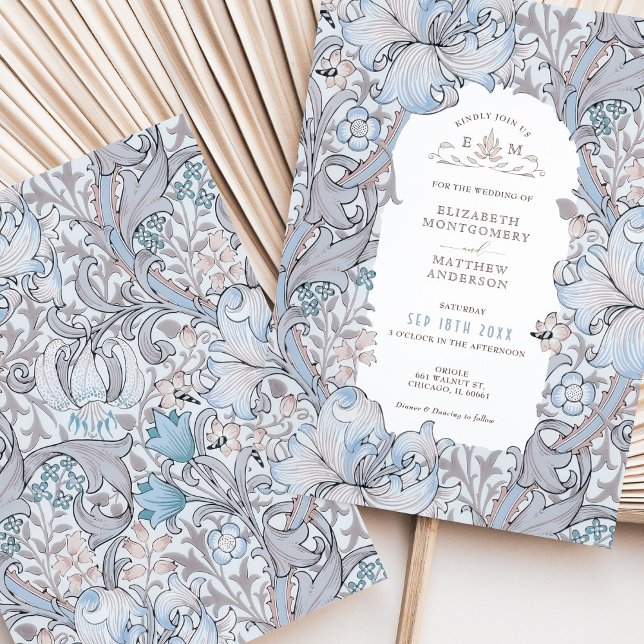 Invitation Suite Mariage Lily Dorée Crème rose Morris (Créateur téléchargé)