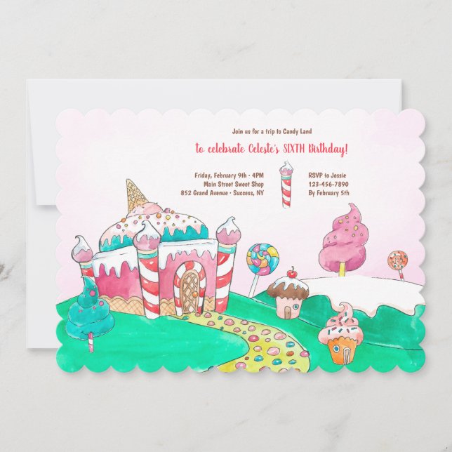 Invitation Suivez la route Candy Land (Devant)