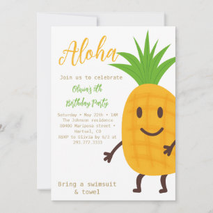 Invitation Summer Anniversaire de l'ananas Tropical Aloha