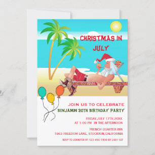 Invitation Summer Beach Anniversaire Fête Noël En Juillet 