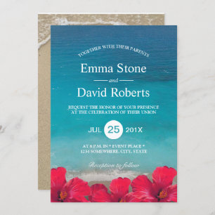 Invitation Summer Beach Élégant Mariage de fleurs tropicales