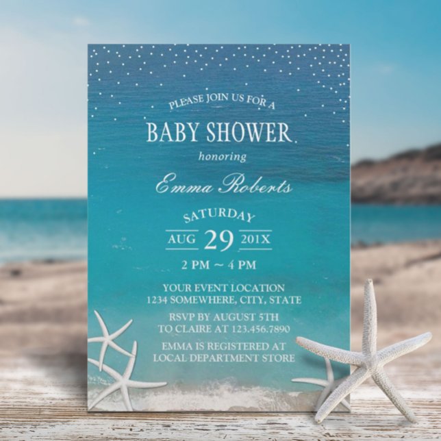 Invitation Summer Beach Starfish Luau Baby shower (Créateur téléchargé)