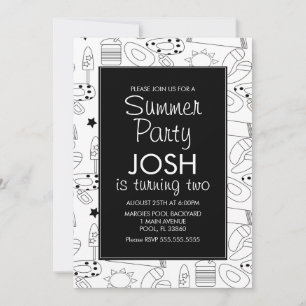 Invitation Summer Beach Thème Doodle Anniversaire