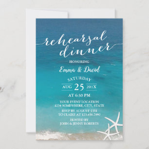 Invitation Summer Beach Wedding Starfish Rehearsal Dîner