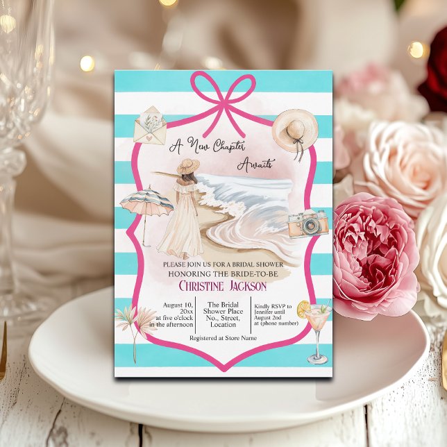 Invitation Summer Chic 'A New Chapter Awaits' Bridal Shower (Créateur téléchargé)