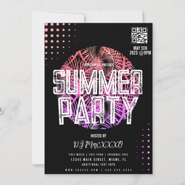 Invitation Summer DJ Event Beach Party Bar Club Flyer (Devant)