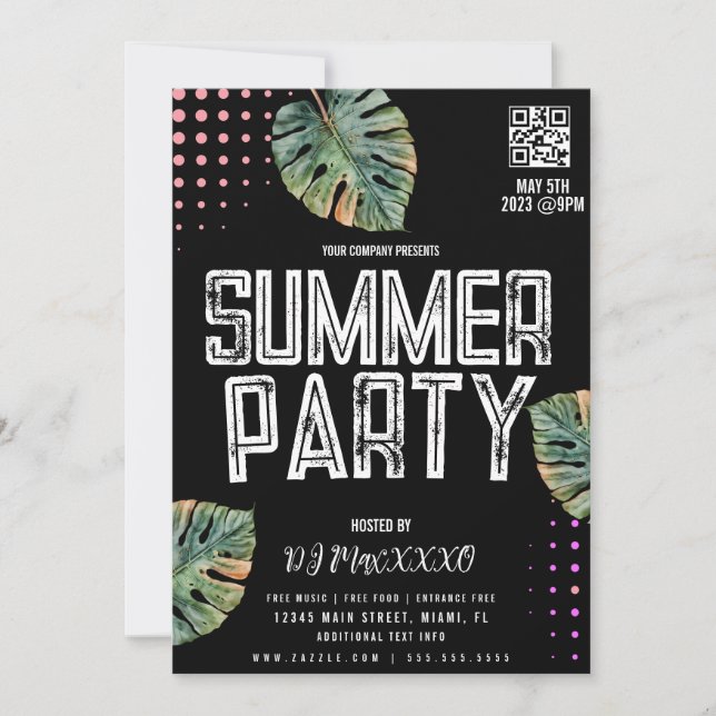 Invitation Summer DJ Event Party Bar Club Flyer (Devant)