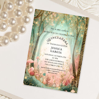 Invitation Summer Fairy Tale Enchanted Forest  Quinceañera 