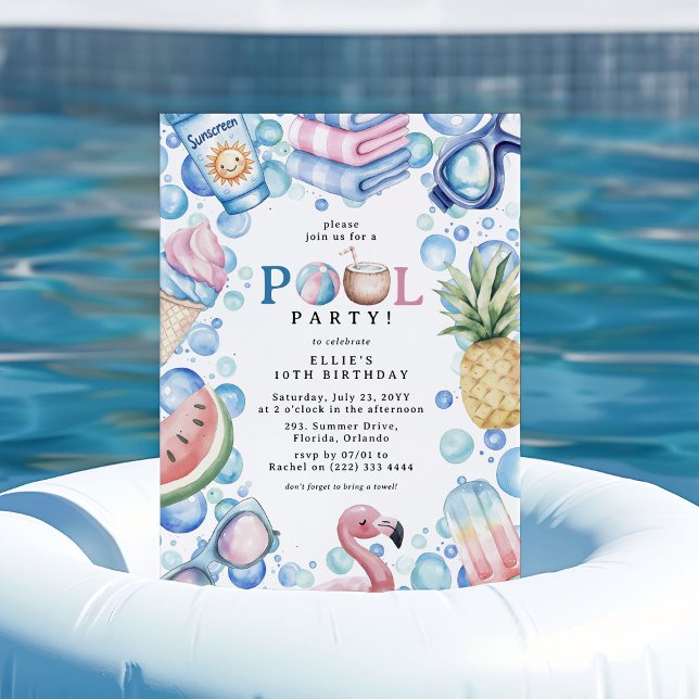 Invitation Summer Fun Pool Party Birthday (Créateur téléchargé)