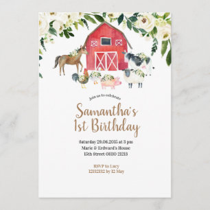 Invitation Summer Girl Floral Farm 1er anniversaire Invitatio