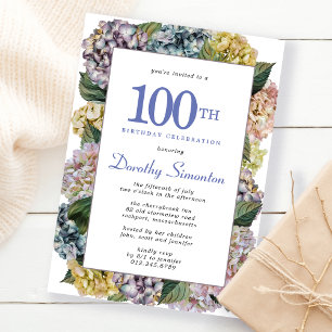 Invitation Summer Hydrangea 100e fête d'anniversaire