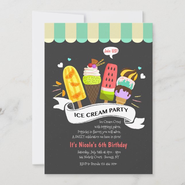 Invitation Summer Ice Cream Party (Devant)